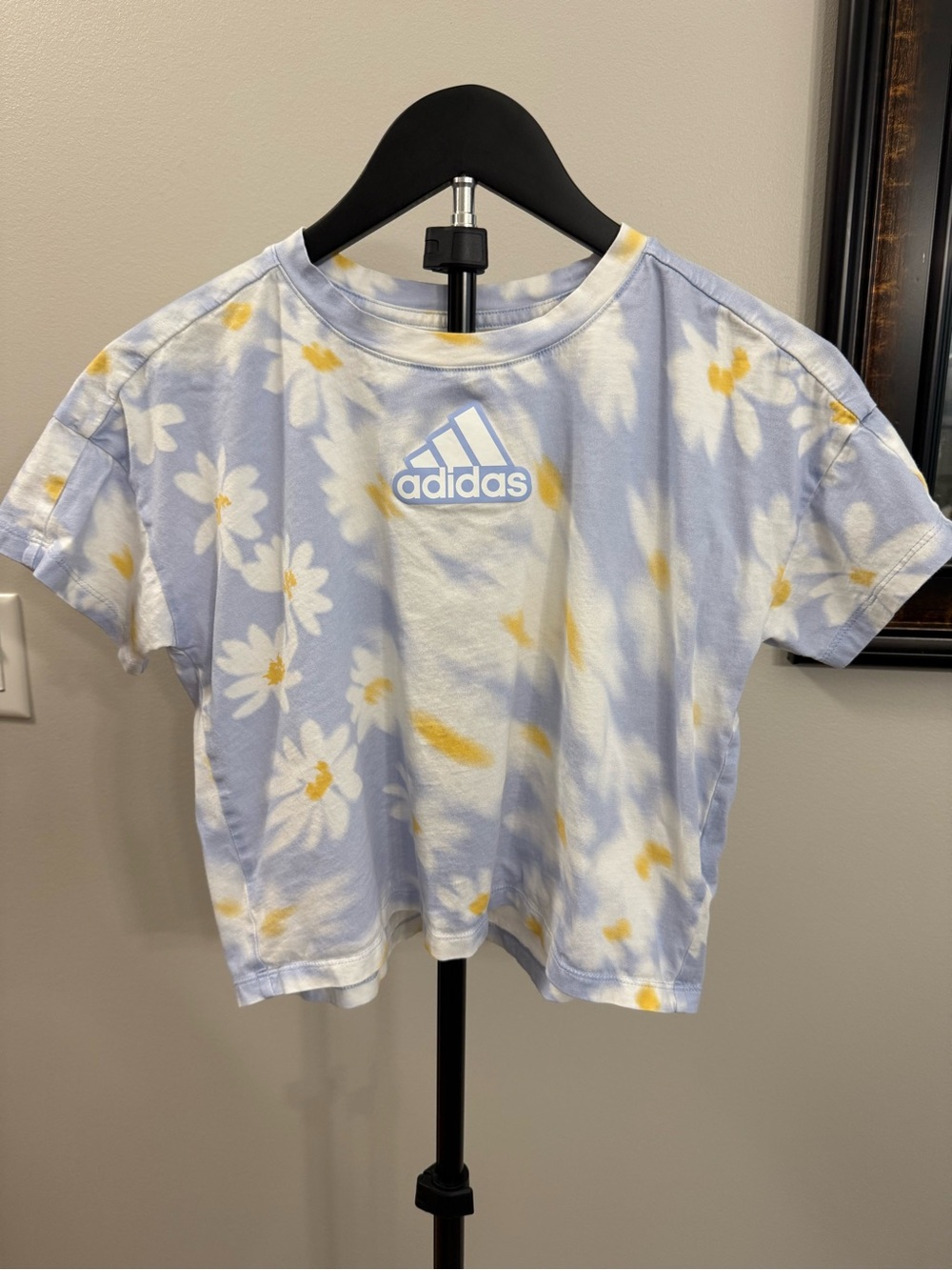 adidas Light Blue Daisy Graphic Short Sleeve Tee
